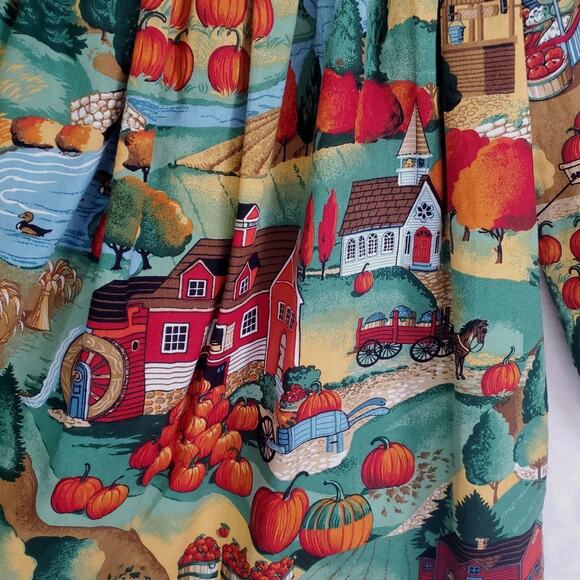 Vtg 80s Thanksgiving Dress Fall Harvest Prairie Girls Sz 6 Smocked Pumpkins USA - Picture 5 of 16